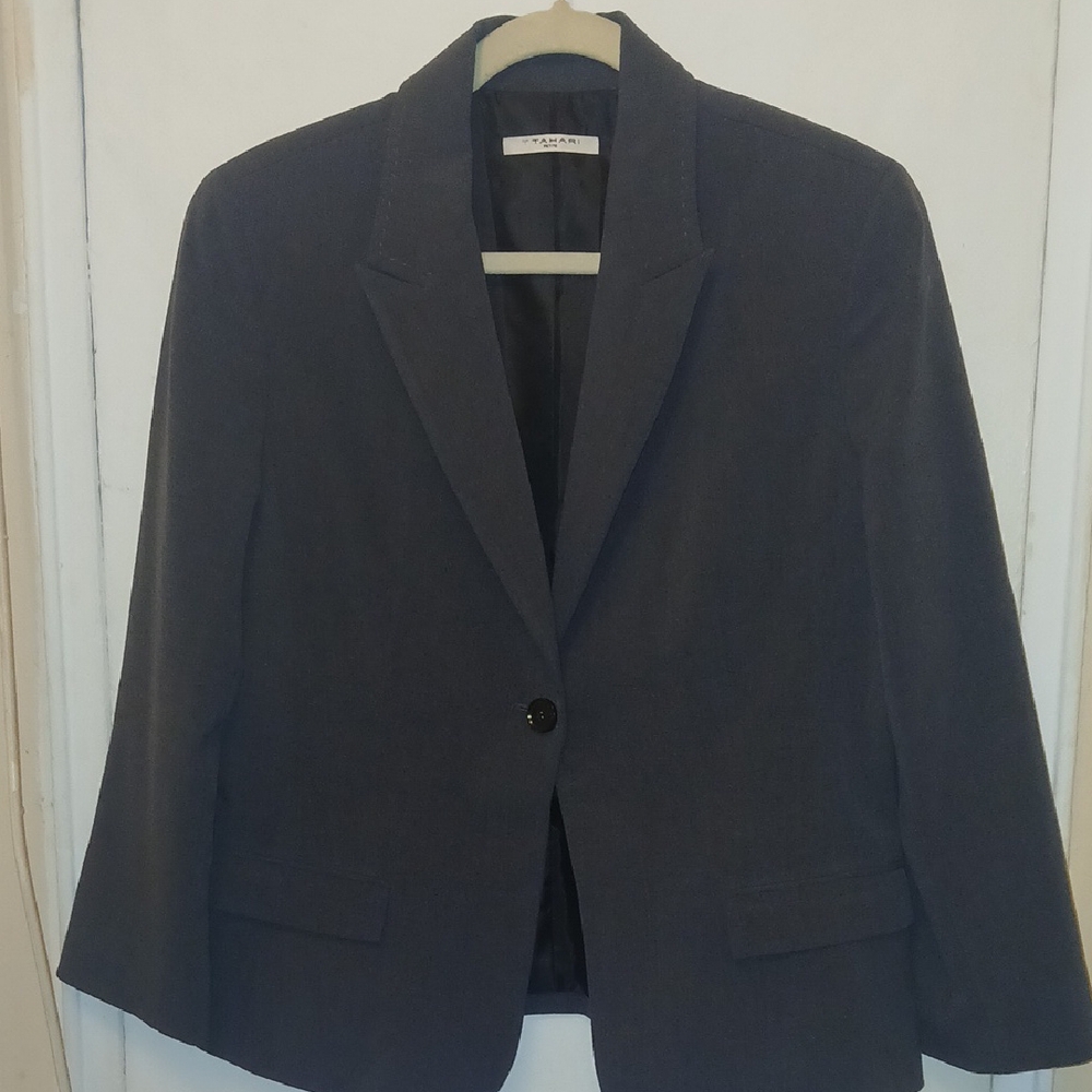 Tahari Petite 14P -  Gray Single Button